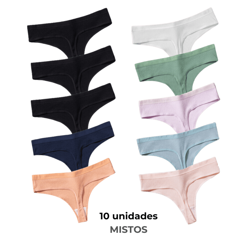 calcinha de algodão antibacteriana, respiravel e confortavel - kit com 10