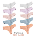 kit com 10 calcinhas tons claros